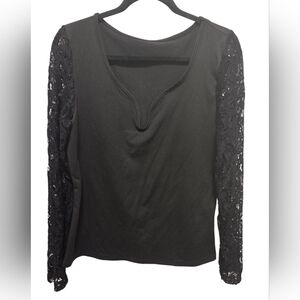 Black Laced Long Sleeve Blouse